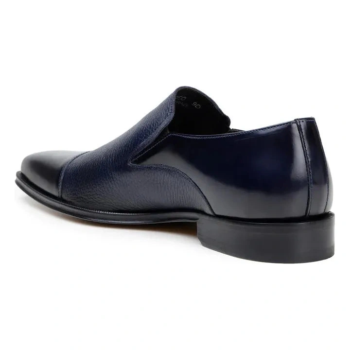 Belvedere Andreo Granatowe: Włoska skóra jelenia, męskie buty, elegancja z Włoch!
