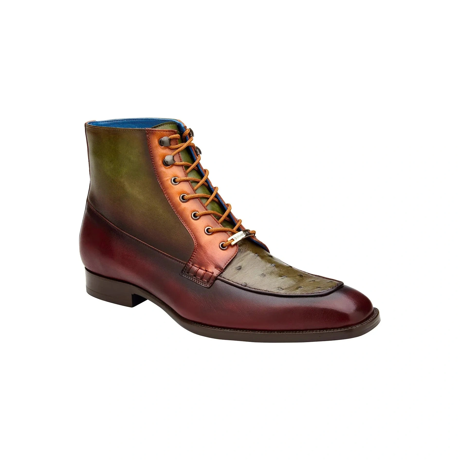 Eleganckie Botki Belvedere: Greckie Wino, Burgundowy Olej, Skóra Strusia, Włoska Sztuka. R79.